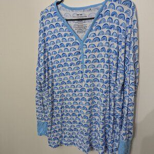 NWOT Little Sleepies Blue Rainbows Mama Long Sleeve Top size XXL